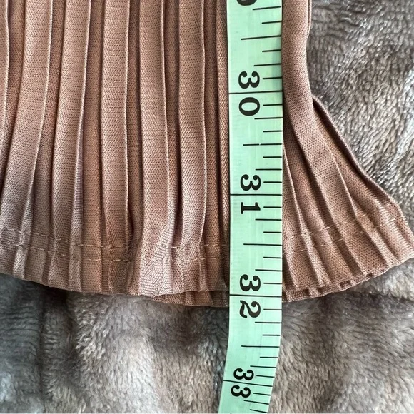 Love Cameron LA Light brown Wide Leg Ruffled Stretchy Pants High Waist Pull On - Picture 9 of 10